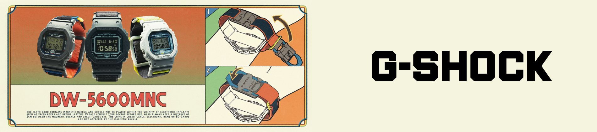 G-SHOCK DW-5600MNC w Time Trend - wstrząsoodporność, pasek stretch i zapięcie FIDLOCK®