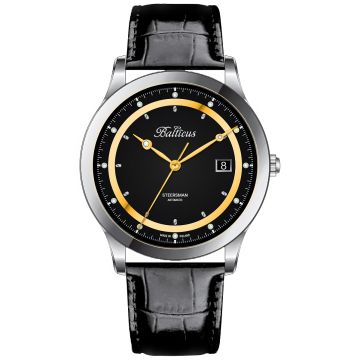 Czarny zegarek męski na pasku Balticus Steersman Sternik BLT-BALSTSBG