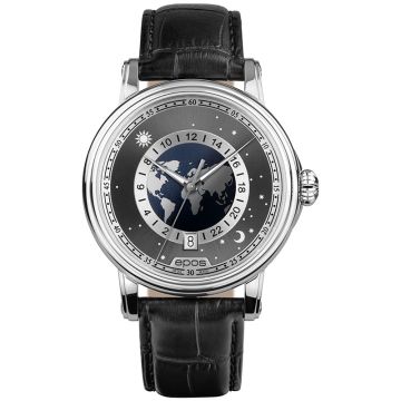 Elegancki zegarek męski na pasku Epos Emotion Globe 3390.302.20.54.25