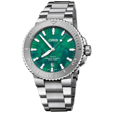 Szwajcarski zegarek męski z zieloną tarczą Oris OR 0173377304137-0782405PEB
