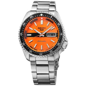 Zegarek męski z pomarańczową tarczą Seiko 5 Sports  SI SRPK11K1