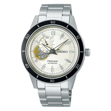 Odkryj zegarek męski SEIKO PRESAGE AUTOMATIC STYLE 60'S  SSA423J1 na bransolecie z widocznym mechanizmem - tarcza open heart - timetrend.pl
