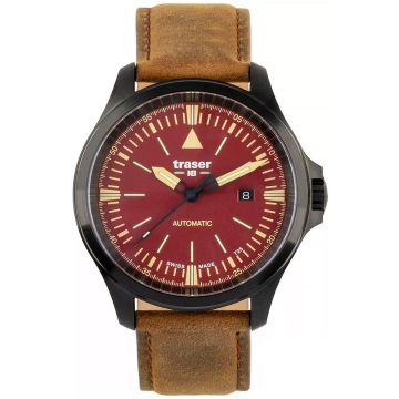 TRASER P67 Officer Pro Automatic Red Leather Strap 110758