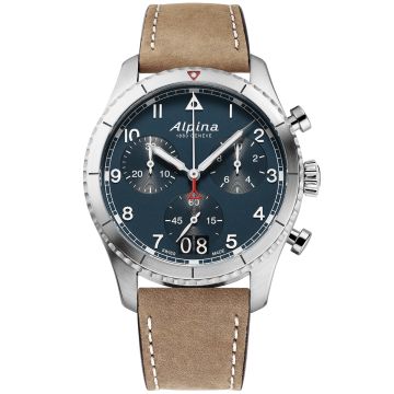 ALPINA STARTIMER PILOT QUARTZ CHRONOGRAPH BIG DATE PETROLEUM BLUE AL-372NW4S26