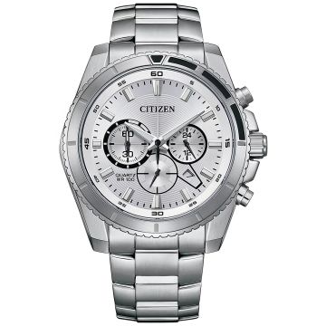 Srebrny zegarek męski z chronografem Citizen AN8200-50A