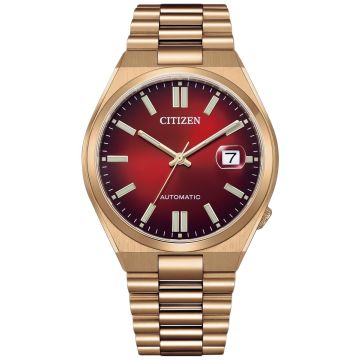 Złoty zegarek męski z czerwoną tarczą Citizen Tsuyoza NJ0153-82X