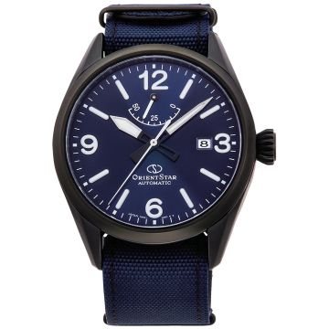 Granatowy zegarek męski z niebieską tarczą Orient Star Sports RE-AU0207L00B 