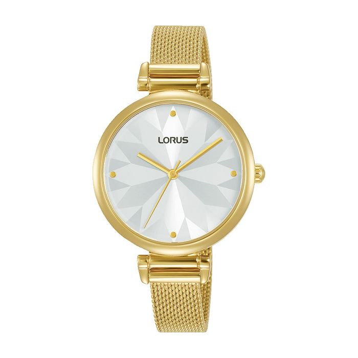 złoty zegarek damski na branolecie Lorus 