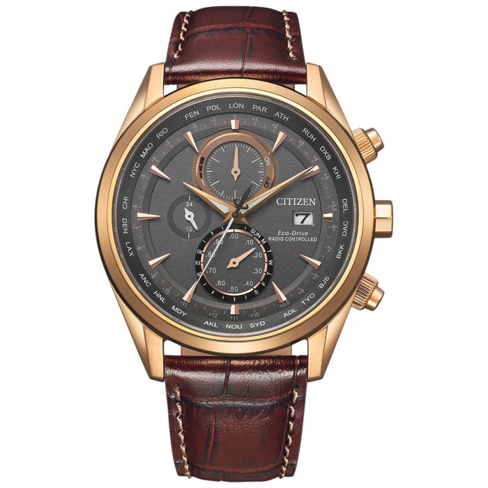 Sportowy męski zegarek z szarą tarczą Citizen Eco-Drive AT8263-10H Sportowy męski zegarek z szarą tarczą Citizen Eco-Drive AT8263-10H