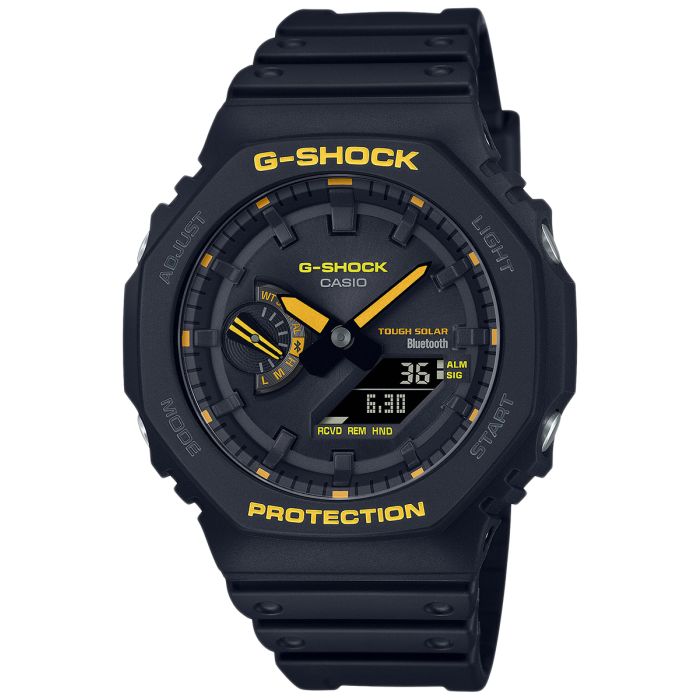 Czarny zegarek G-Shock Octagon w żółtymi akcentami GA-B2100CY-1AER