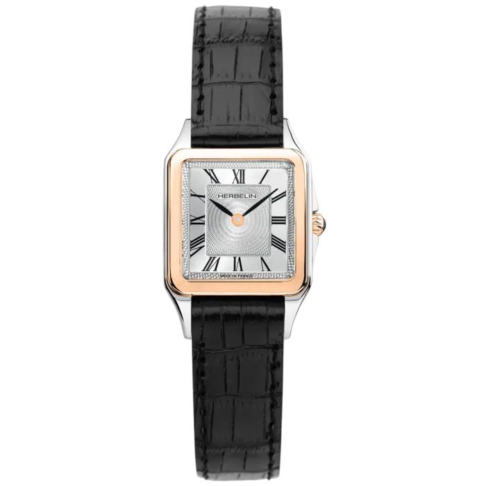 Kwadratowy zegarek damski na czarnym pasku Herbelin Luna 17457TR01 Kwadratowy zegarek damski na czarnym pasku Herbelin Luna 17457TR01