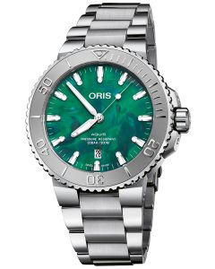 Szwajcarski zegarek męski z zieloną tarczą Oris OR 0173377304137-0782405PEB
