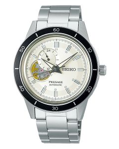 Odkryj zegarek męski SEIKO PRESAGE AUTOMATIC STYLE 60'S  SSA423J1 na bransolecie z widocznym mechanizmem - tarcza open heart - timetrend.pl