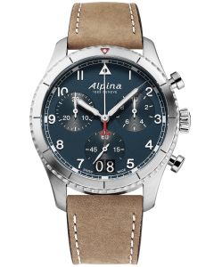 ALPINA STARTIMER PILOT QUARTZ CHRONOGRAPH BIG DATE PETROLEUM BLUE AL-372NW4S26