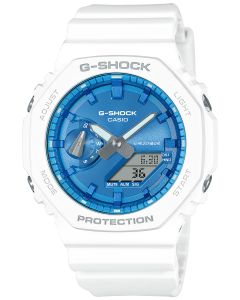 Zegarek męski z niebieską tarczą  G-SHOCK na białym pasku GA-2100WS-7AER Sparkle of Winter