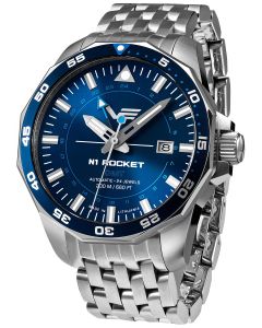 Zegarek męski z niebieską tarczą Vostok Europe Rocket N-1 GMT Automatic NH34-225A712 B