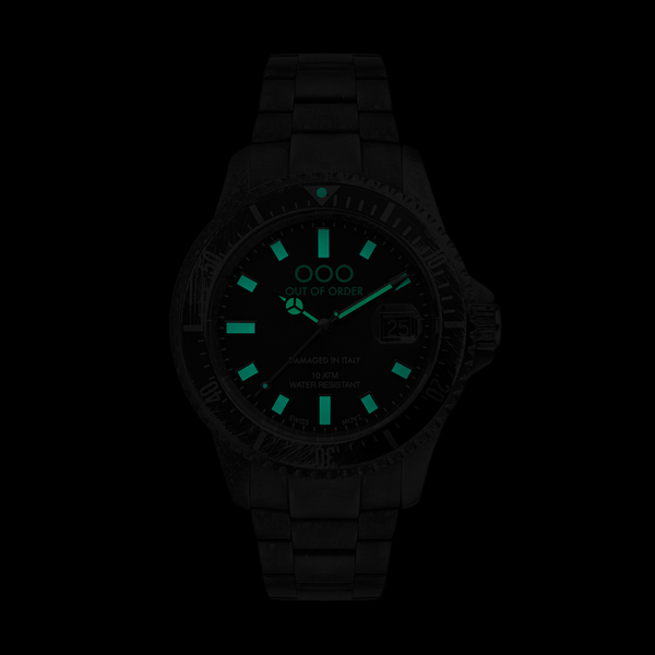 Zegarek męski OOO.001.18-NE.GR z czarną tarczą i stalową kopertą