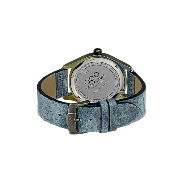 Zegarek OUT OF ORDER 143 Blue OOO.001-17.BL z niebieską tarczą w srebrnej kopercie na niebieskim pasku