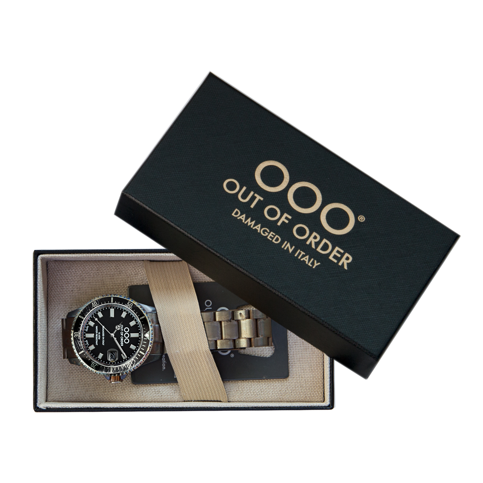 Zegarek męski OOO.001.18-NE.GR z czarną tarczą i stalową kopertą