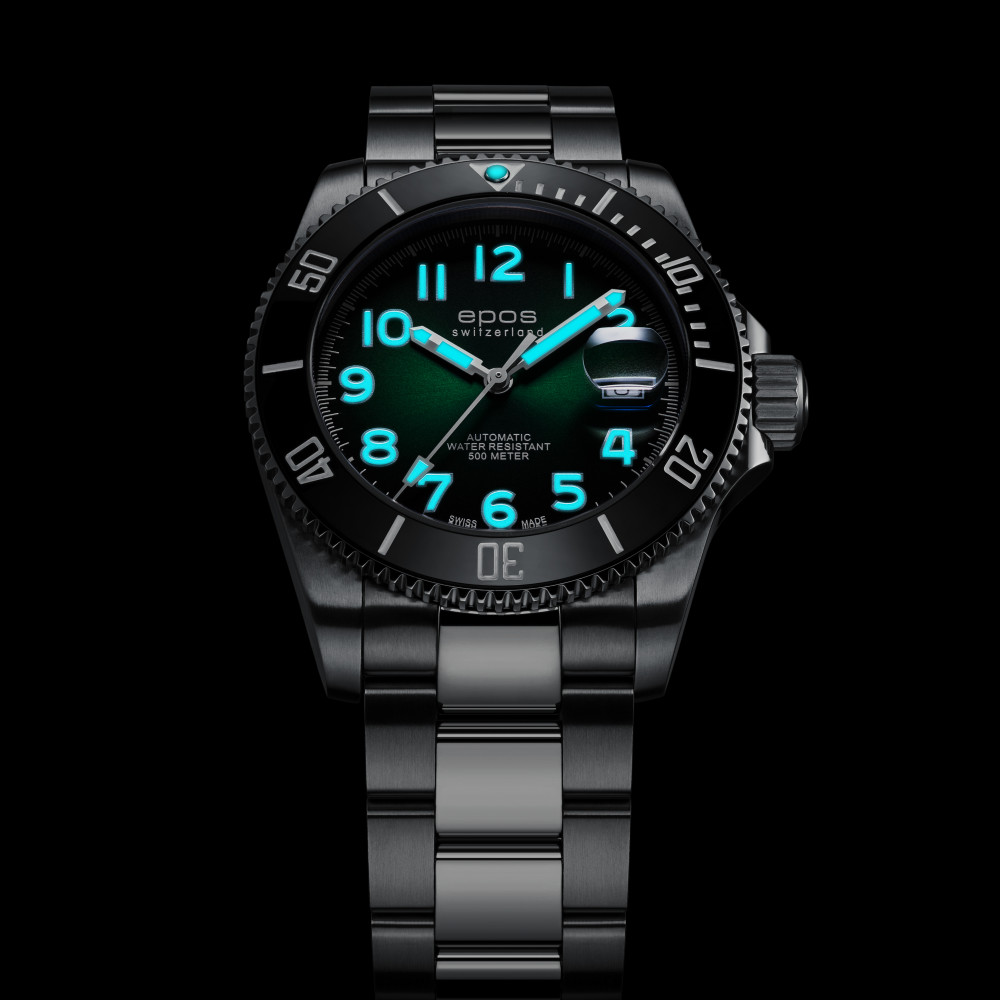 Zegarek męski z zieloną tarczą Epos Sportive Diver Titanum 3504.131.80.33.90