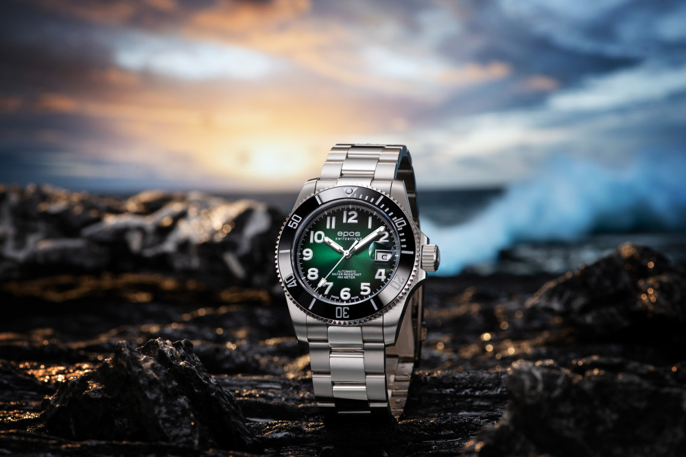 Zegarek męski z zieloną tarczą Epos Sportive Diver Titanum 3504.131.80.33.90