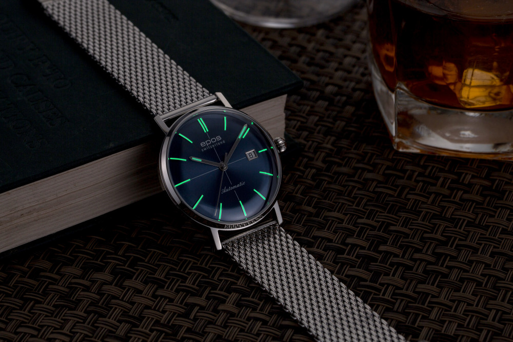 Zegarek męski z niebieską tarczą Epos Originale 3437.132.20.16.30