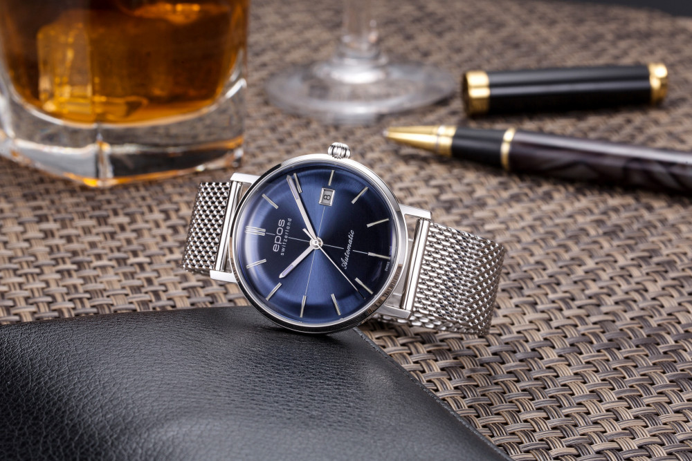 Zegarek męski z niebieską tarczą Epos Originale 3437.132.20.16.30