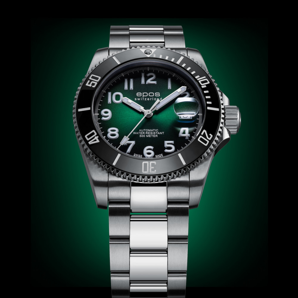 Zegarek męski z zieloną tarczą Epos Sportive Diver Titanum 3504.131.80.33.90