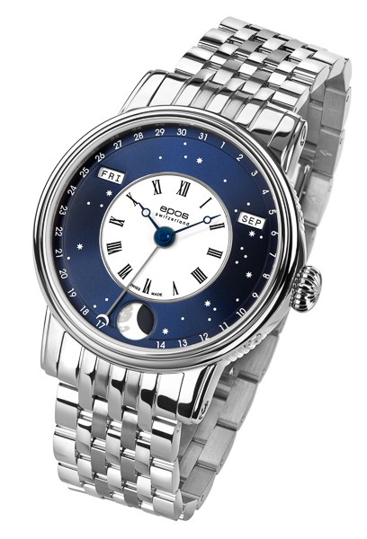 Zegarek męski na bransolecie z fazami księżyca EPOS Oeuvre D'Art V-Style 3439.322.20.26.30 