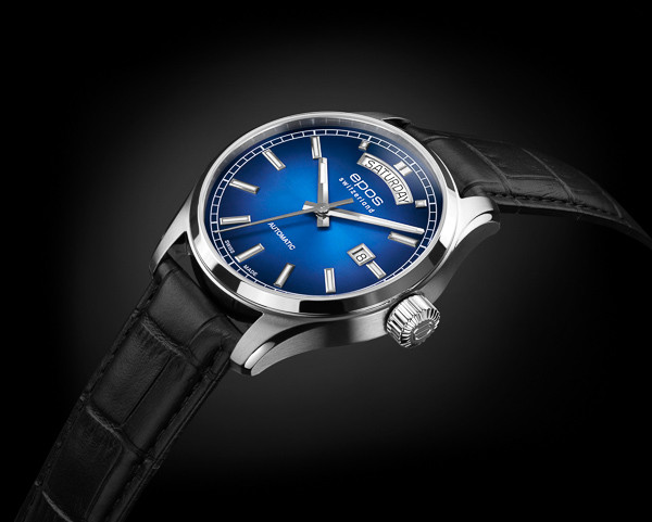 Elegancki zegarek męski z niebieską tarczą na pasku Epos Passion Day Date 3501.142.20.96.25