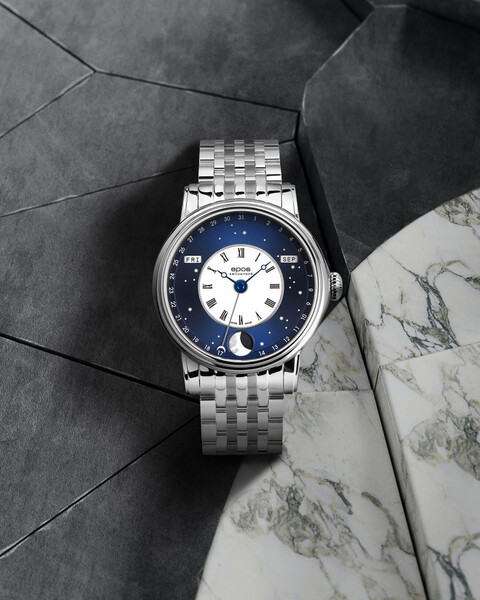 Zegarek męski na bransolecie z fazami księżyca EPOS Oeuvre D'Art V-Style 3439.322.20.26.30 