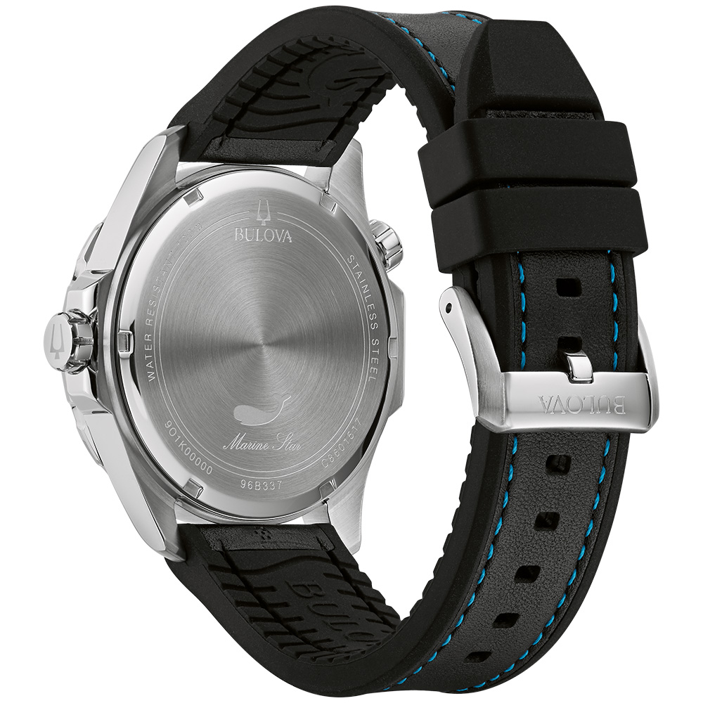 Odkryj Zegarek męski automatyczny Bulova Marine Star 98A282 z niebieską tarczą na silikonowym pasku