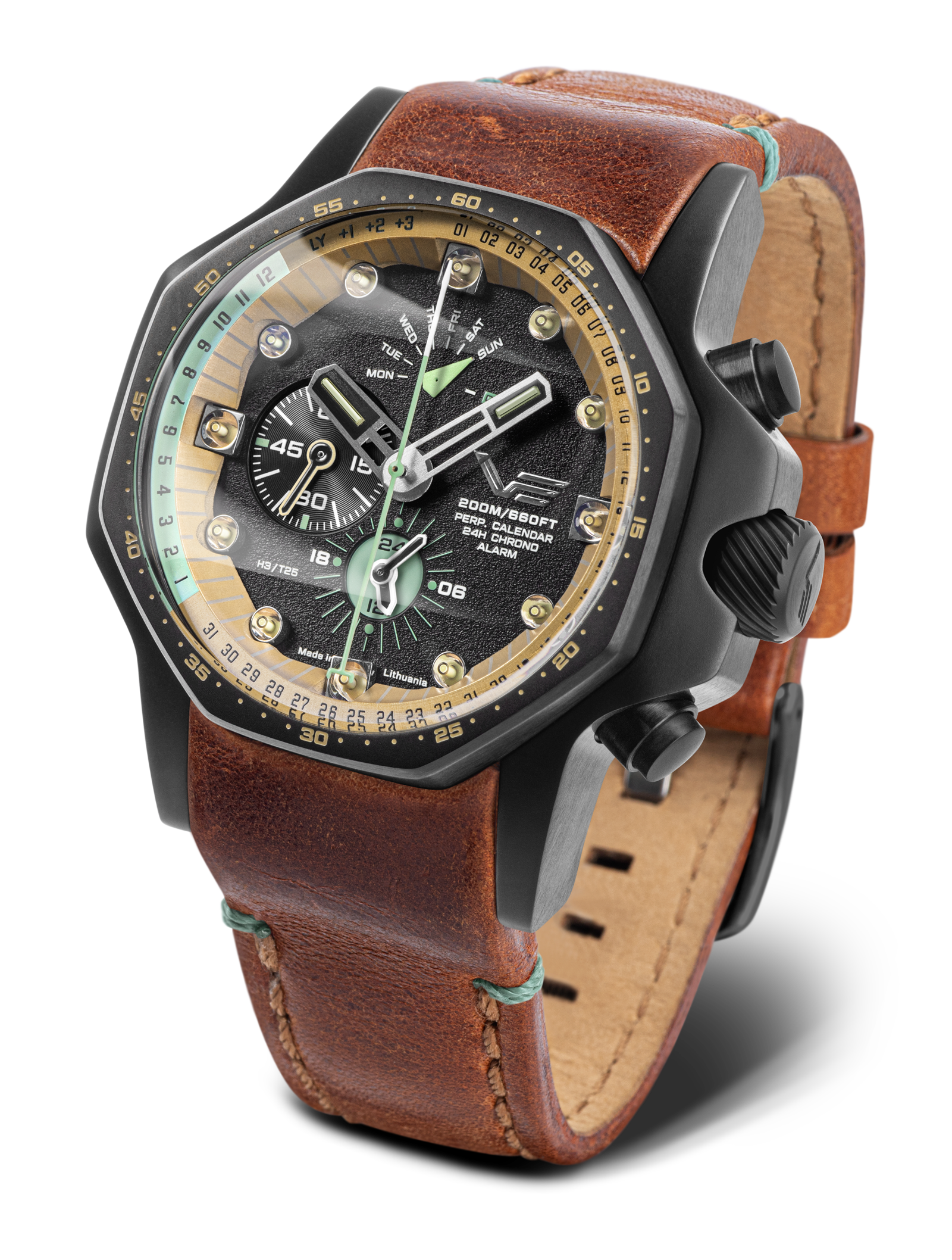 Zegarek męski na pasku Vostok Europe Atomic Age Oppenheimer Line Multifunction YM86-640C697
