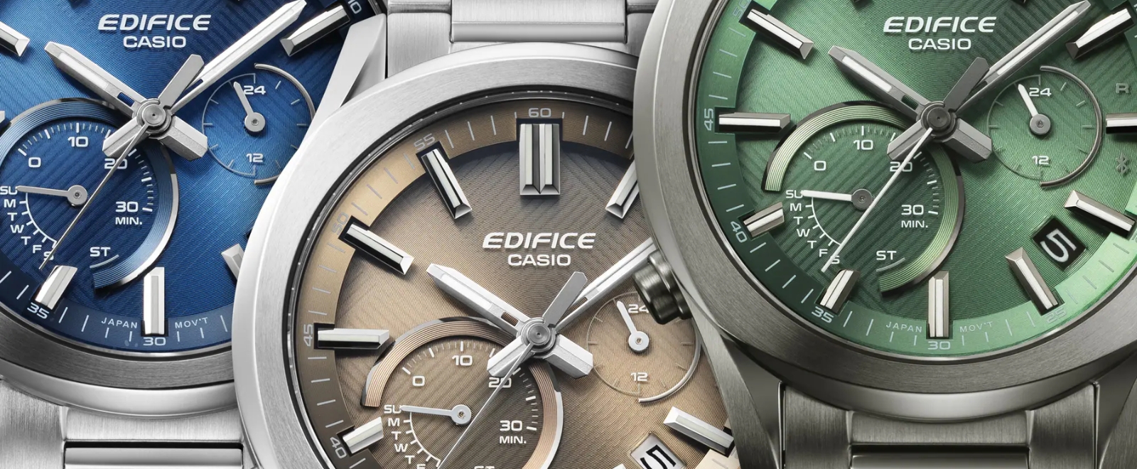 Sprawdź EDIFICE EQB-1300 w trzech wariantach Tarcze EDIFICE EQB-1300