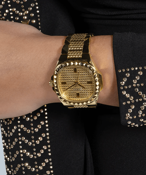 Zegarek damski GUESS Rebellious GW0601L1 ze złotą tarczą w złotej kopercie