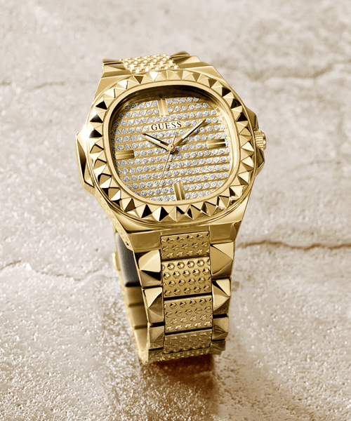 Zegarek damski GUESS Rebellious GW0601L1 ze złotą tarczą w złotej kopercie