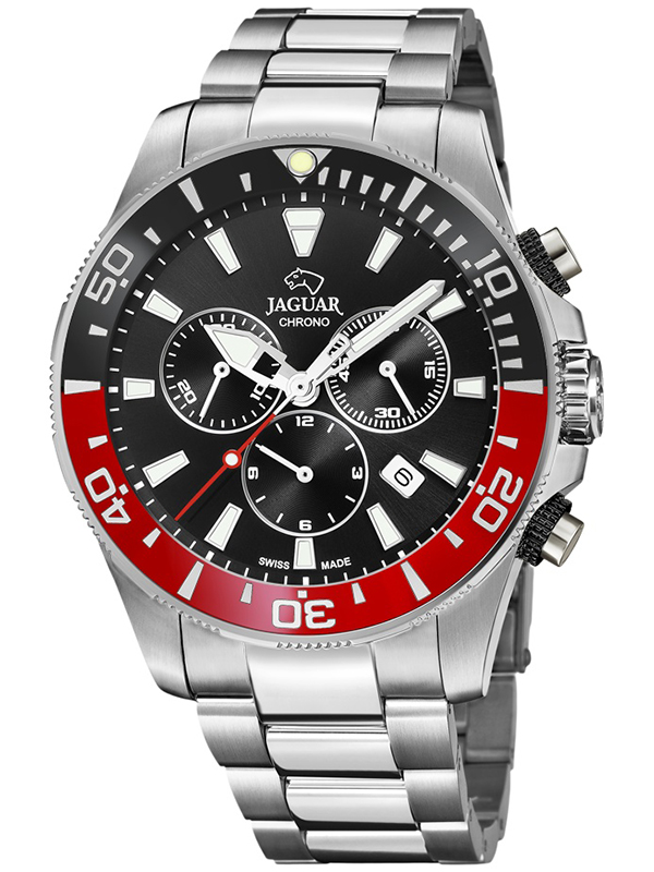 Zegarek męski JAGUAR J861/5 z czarną tarczą w srebrnej kopercie