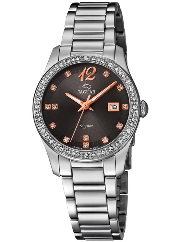 Zegarek damski JAGUAR J820/2 z czarną tarczą w srebrnej kopercie