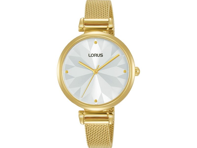 złoty zegarek damski na branolecie Lorus 