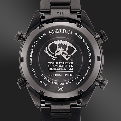 Odkryj zegarek męski Seiko Prospex Speedtimer 1/100 Sec Solar Chronograph SI SFJ007P1 z mechanizmem solarnym, chronografem oraz oryginalną tarczą. To edycja limitowana wydana z okazji Mistrzostw Świata w Lekkoatletyce 2023 w Budapeszcie