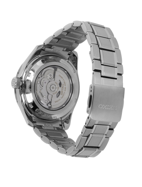 Zegarek męski Seiko Presage Sharp Edged GMT SPB223J1 z białą tarczą w srebrnej kopercie