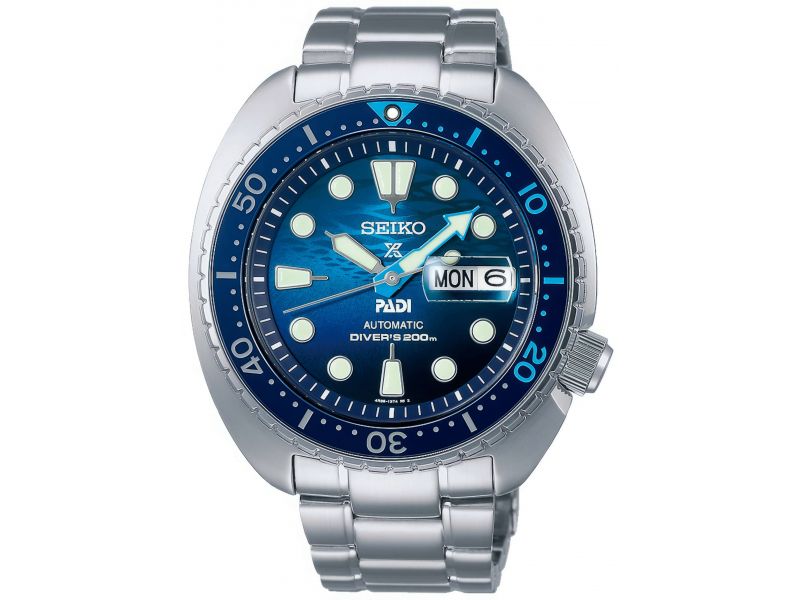 Odkryj zegarek męski Seiko PADI diver SI SRPK01K1 z mechanizmem automatycznym oraz niebieską tarczą inspirowaną powierzchnią wody