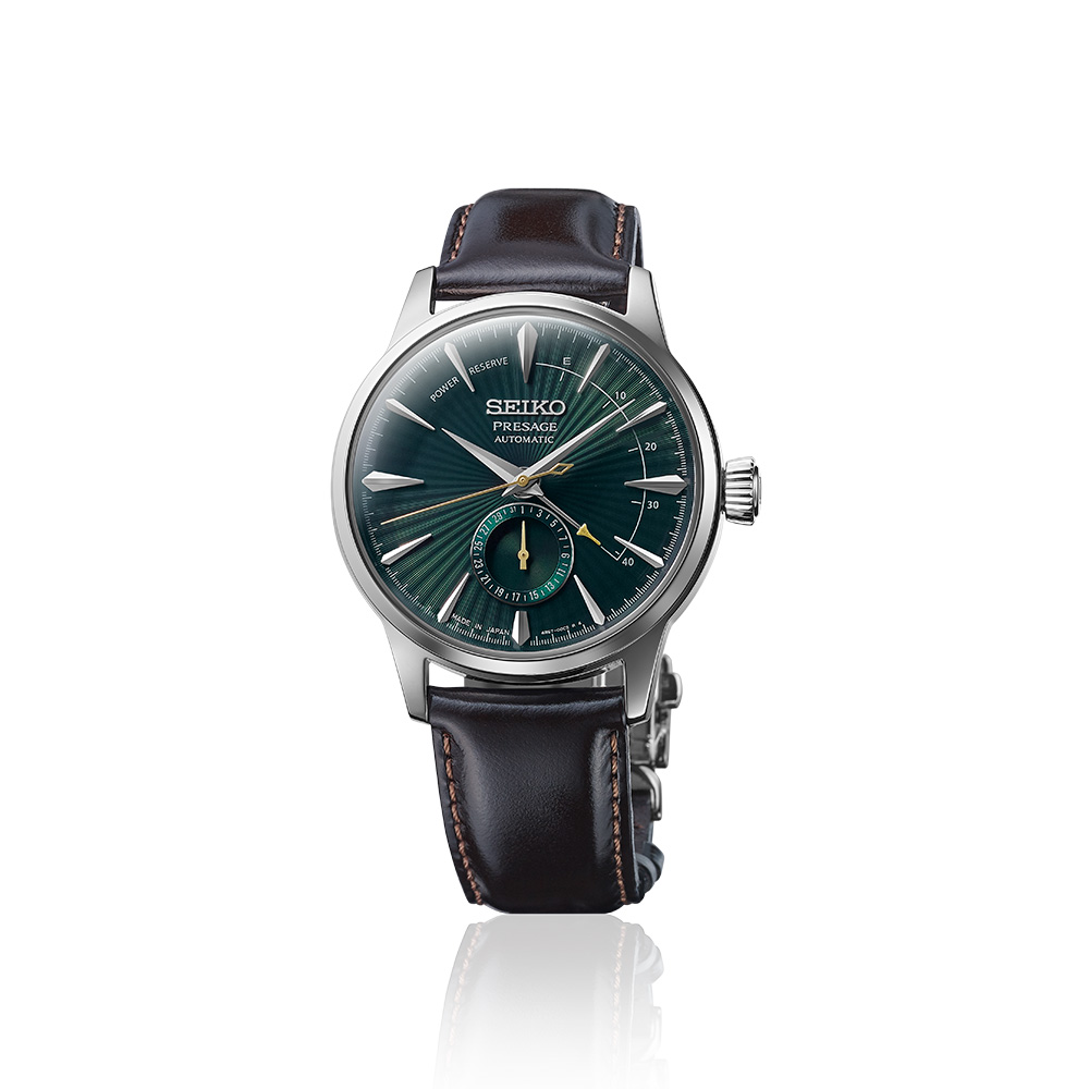 Odkryj zegarek męski SSeiko Presage Cocktail Time Midnight Mockingbird Automatic SSA459J1 - zegarek na pasku z zieloną tarczą - timetrend.pl
