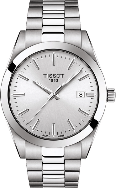 Zegarek męski TISSOT GENTLEMAN T127.410.11.031.00 ze srebrną tarczą i srebrną kopertą