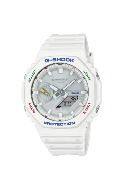 Biały zegarek G-Shock Octagon w kolorowymi akcentami