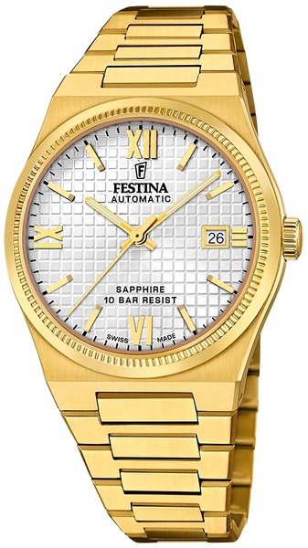 Zegarek męski ze srebrną tarczą i złotą kopertą FESTINA 20038/1