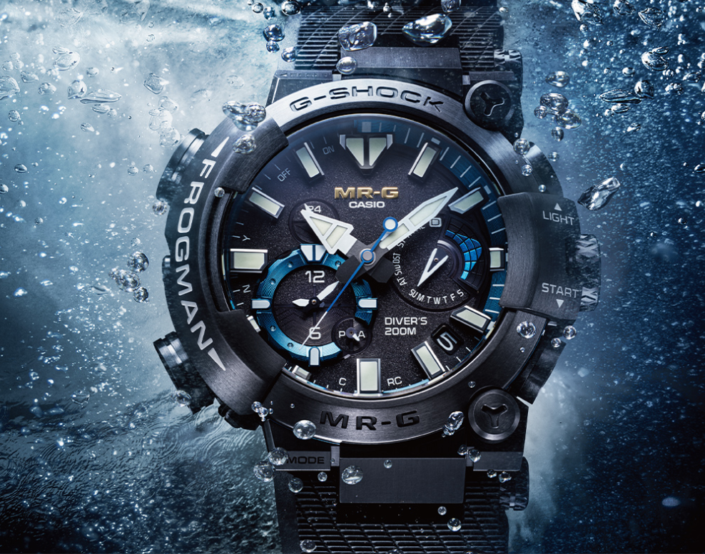 zegarek męski G-Shock Frogman MRG-BF1000R-1ADR czarny pasek z tworzywa sztucznego, tytanowa koperta 