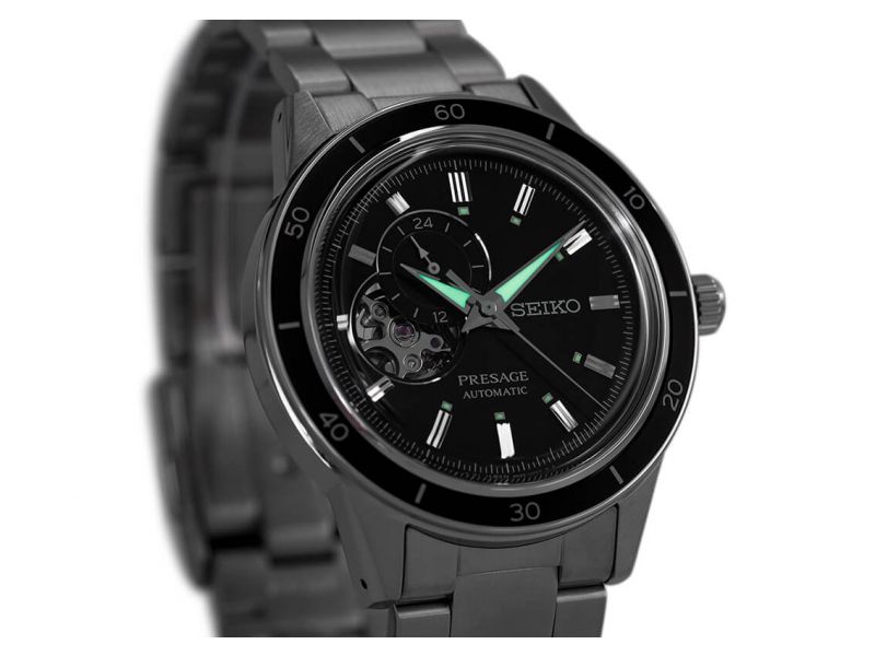 Odkryj zegarek męski SEIKO PRESAGE AUTOMATIC STYLE 60'S SSA425J1 na bransolecie z widocznym mechanizmem - tarcza open heart - timetrend.pl