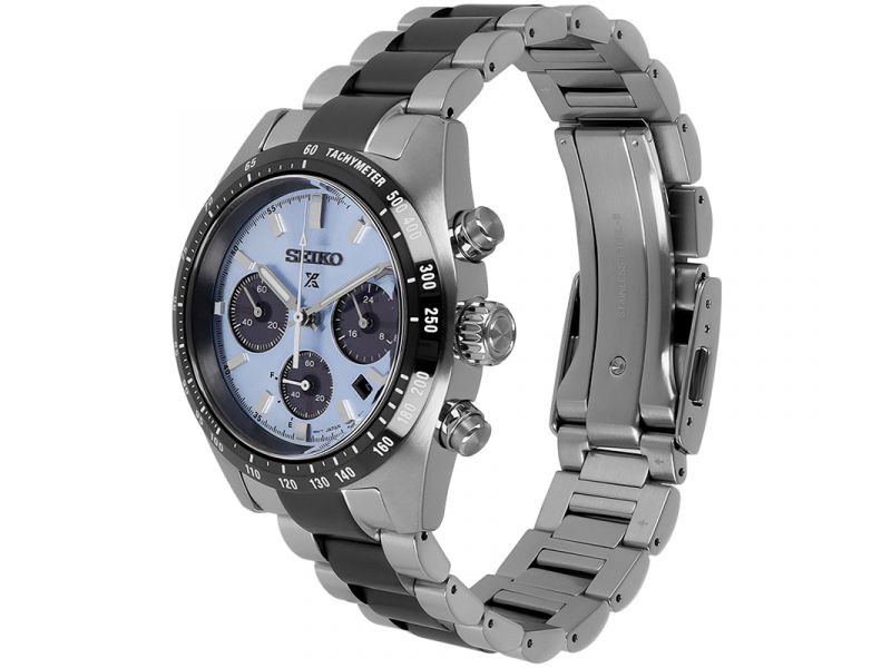 Odkryj zegarek męski Seiko Prospex Speedtimer Solar Crystal Trophy Limited SSC909P1 na srebrno-czarnej bransolecie