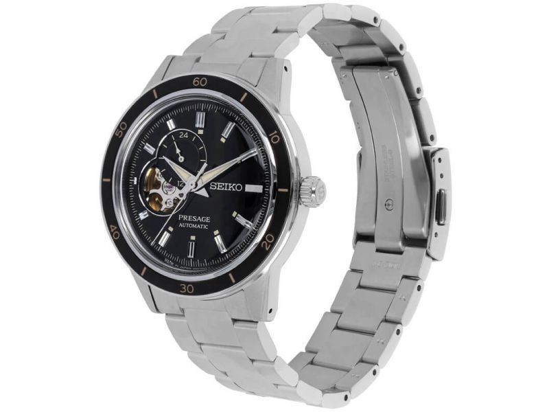 Odkryj zegarek męski SEIKO PRESAGE AUTOMATIC STYLE 60'S  SSA425J1 na bransolecie z widocznym mechanizmem - tarcza open heart - timetrend.pl